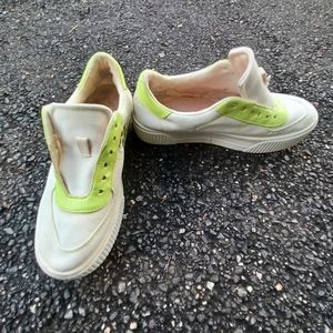 Mix No.6 Ebele Women's Platform Sneaker, White/Neon Yellow, Size 6.5